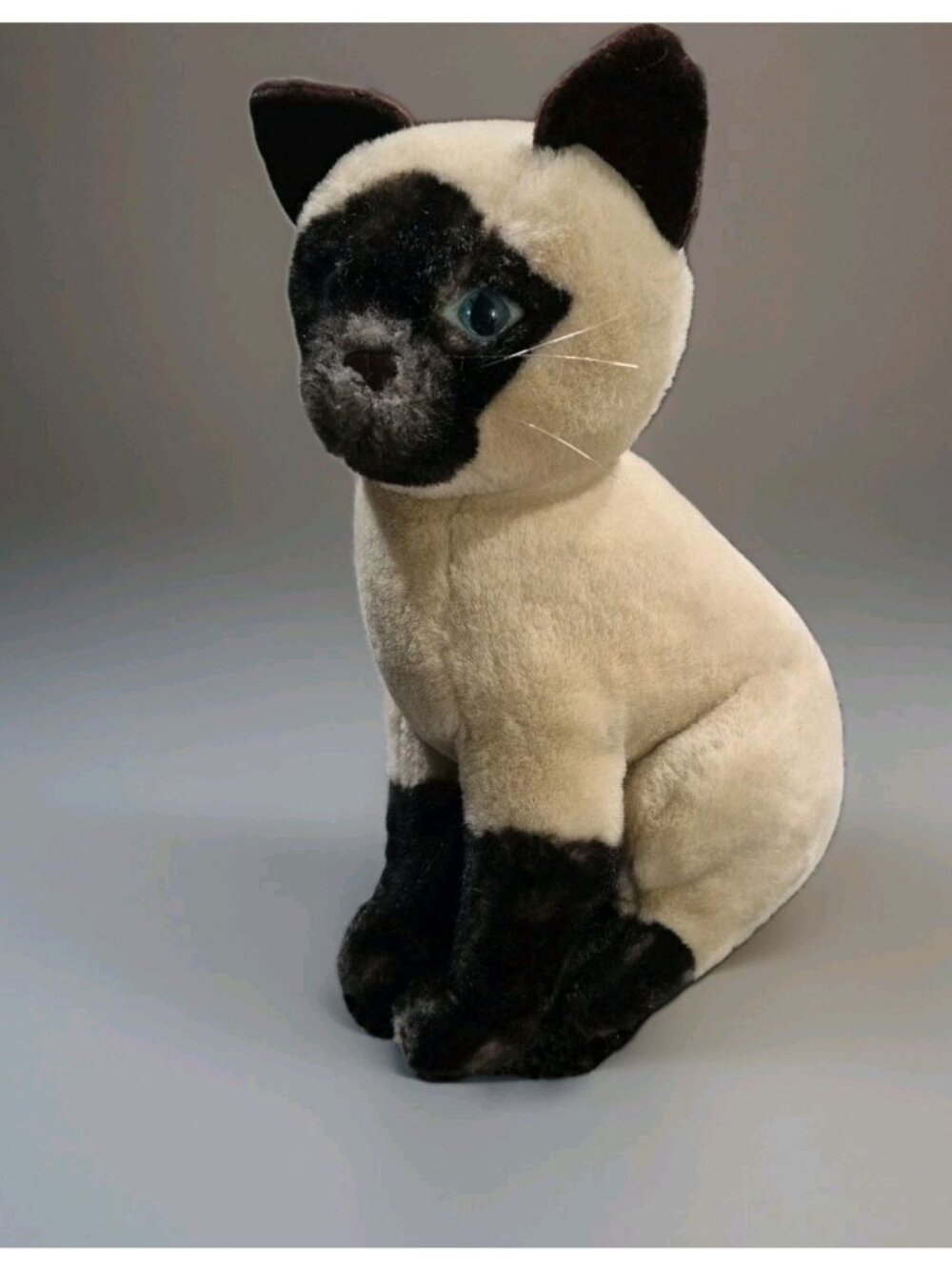 Vintage 1989 Dakin Realistic  12" Siamese Blue Eyed Plush Cat Stuffed Animal
